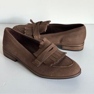 Franco Fortini Women's Brown Nubuck Tassel Penny Loafers Size 8.5